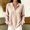 Women's Color Half Zip Mock Neck Pullover Sweater Top for Casual Daily Wear
