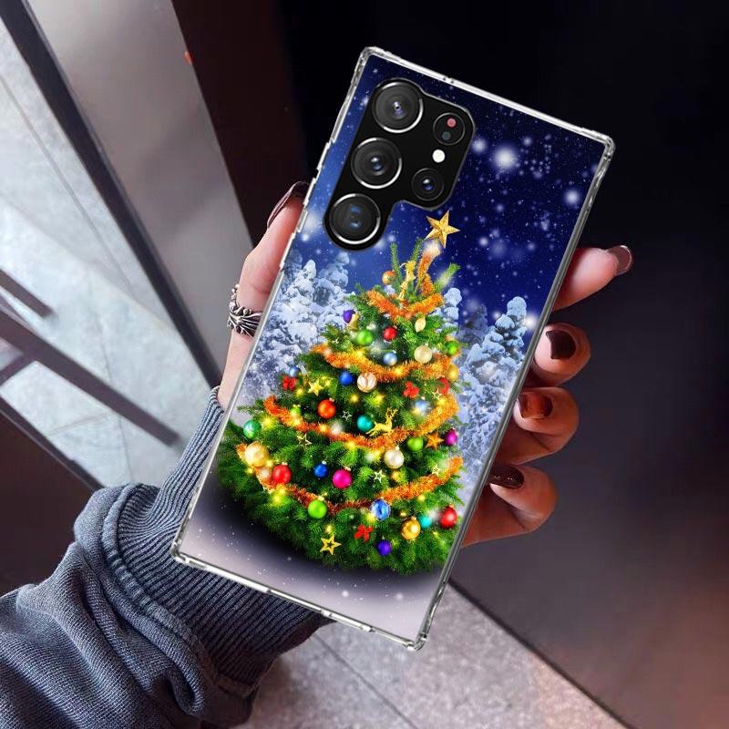 Merry Christmas Tree Snow Phone Case For Samsung Galaxy S23 S24 S25 Edge S26 Ultra S22 + S21 Plus S20 FE Cover Silicone Print Sh