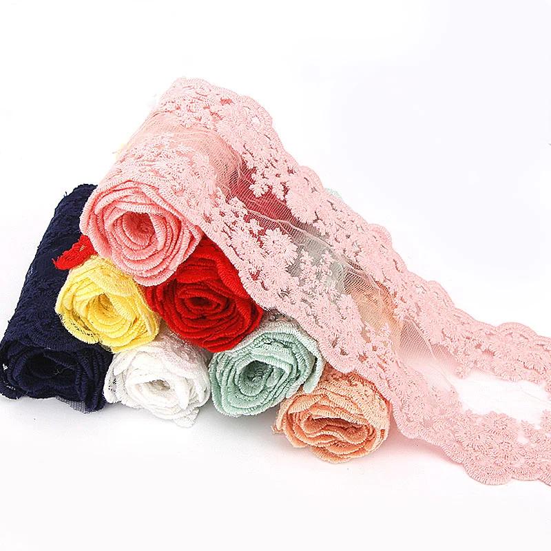 1Meter Cotton Floral Embroidered Mesh Patchwork Lace DIY Apparel Sewing Fabric 12cm Width DIY Garment Curtain Accessories Ribbon