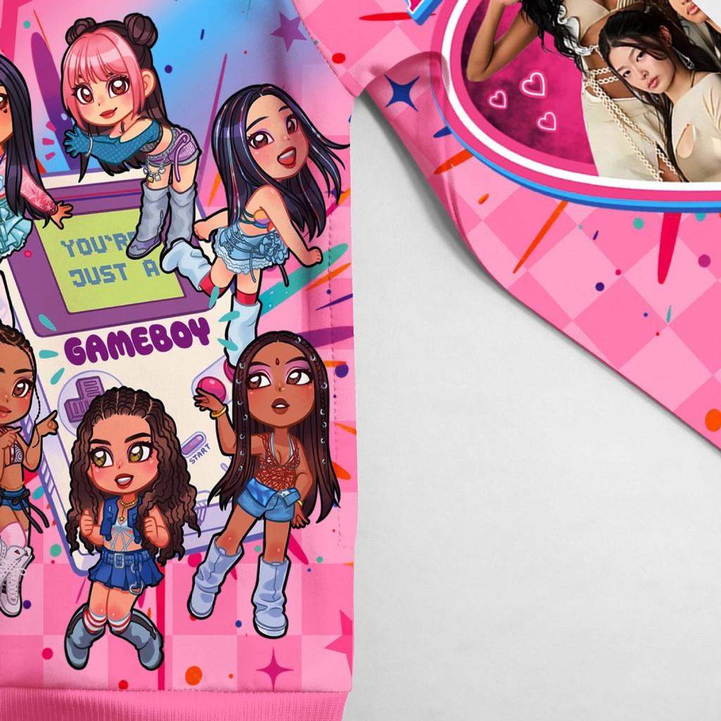 36374 Kids Girls KATSEYE Printed Long Sleeves Hooded Zipper Coat Jacket