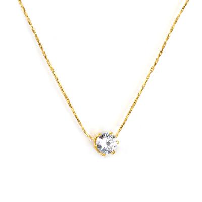 Einfache Runde Weiße Diamant Anhänger Halskette Elegante Vielseitige Schlüsselbein Kette Schmuck Für Frauen