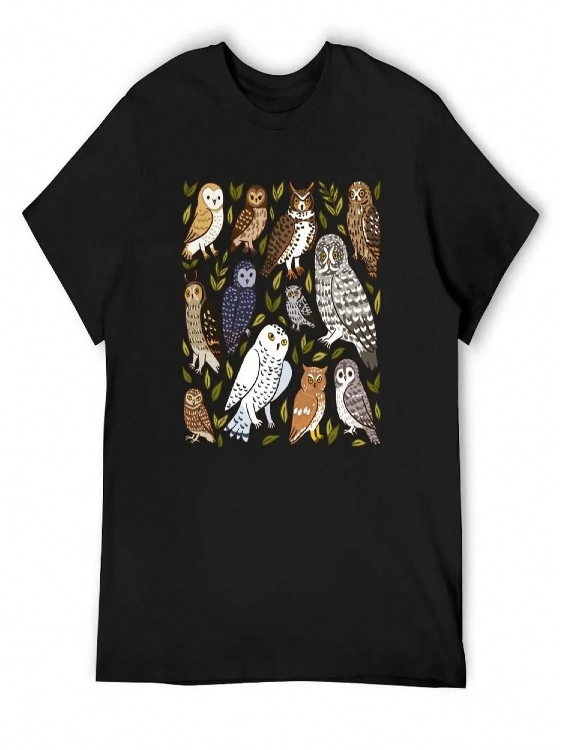 Cute Owls Pattern T-Shirt Funny Gifts Vintage Graphic Tee Boys Whites Shirts Graphic Tee Shirts Graphic Tee unisex S разноцветный