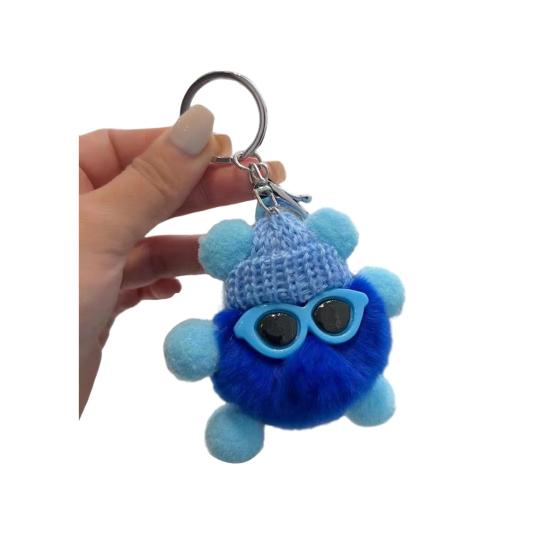 Keychain Cartoon Doll Wearing Hat Glasses Decor Imitation Rabbit Fur Charm Key Chain Keys