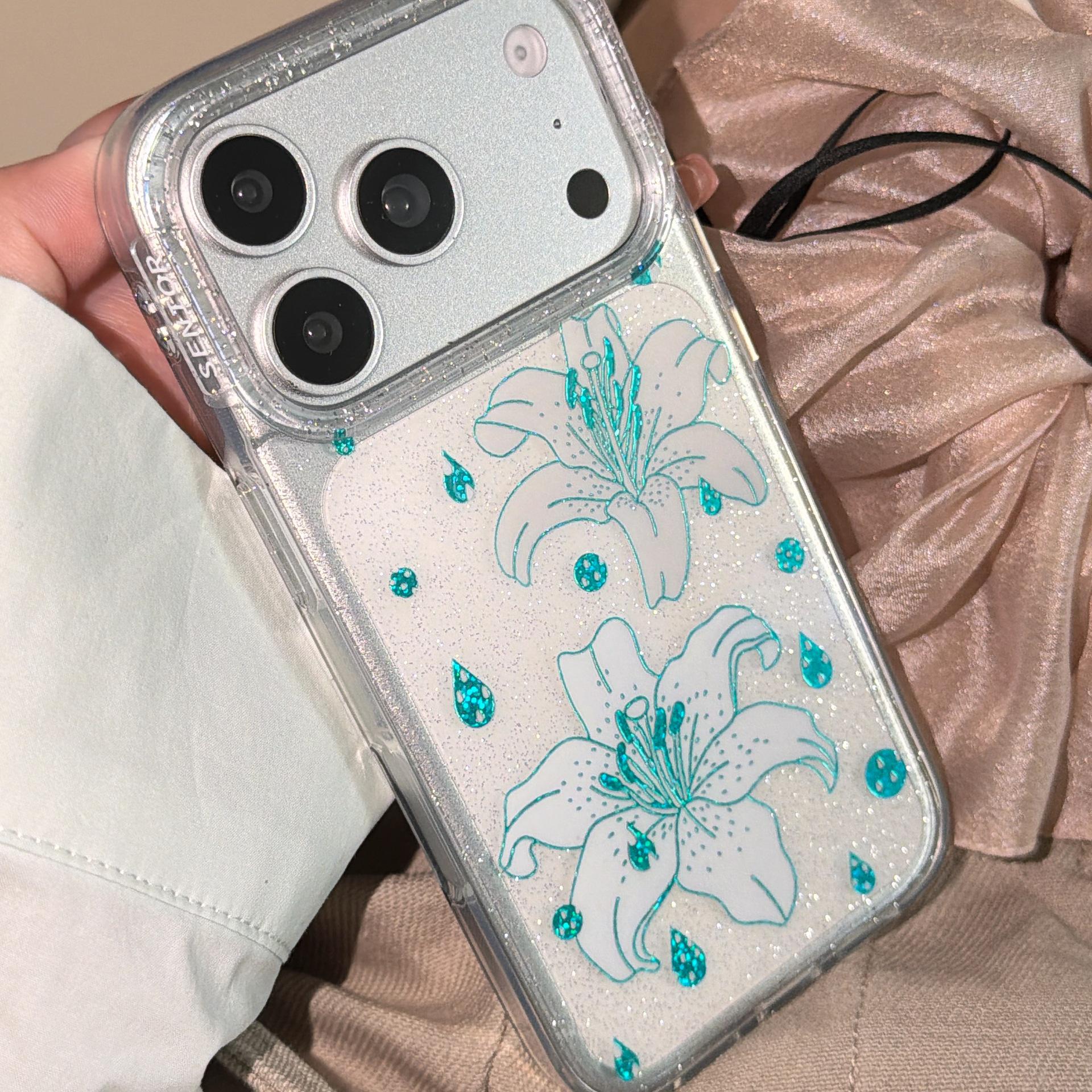 Gilded Lily Drop iPhone 16 & 17 Pro Max Glitter Case for Women iPhone 16 Pro Max