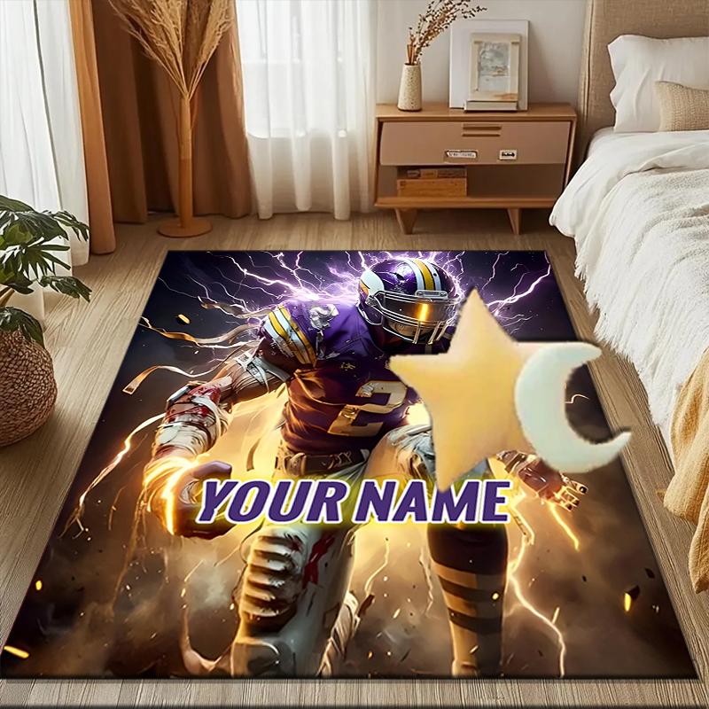 1PC Custom Name Electric Football Player Theme Floor Mat Ideal for Living Room, Game Rooms, Office, Bedroom,Floor Mat Playful Design236