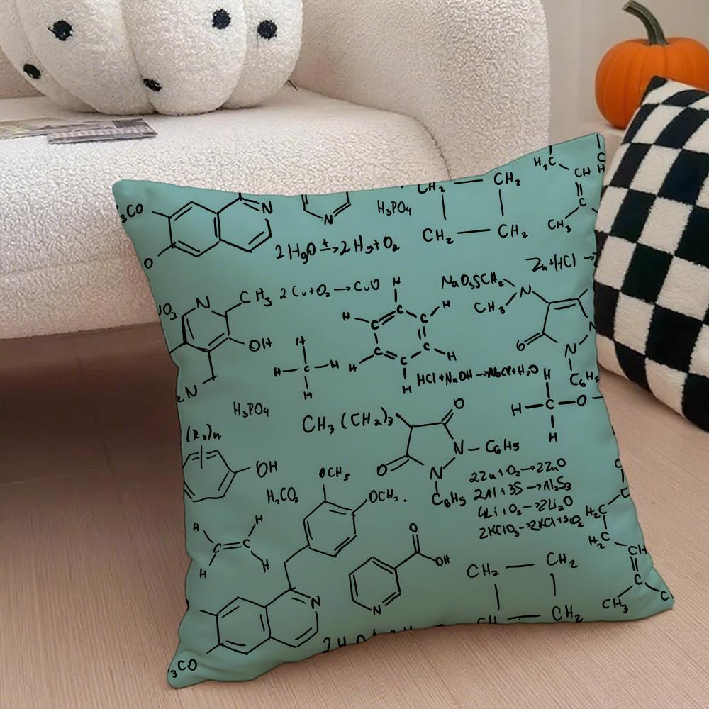Experimental Fundamental Chemistry Cushion Cover Throw Pillow Cover Hidden Button Durable Polyester Chair Cushion