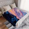 1pc Batmobile Sunset Digital Printed Design Blanket - All-Season Soft Flannel Throw with Vibrant Futuristic Car & Starry Sky