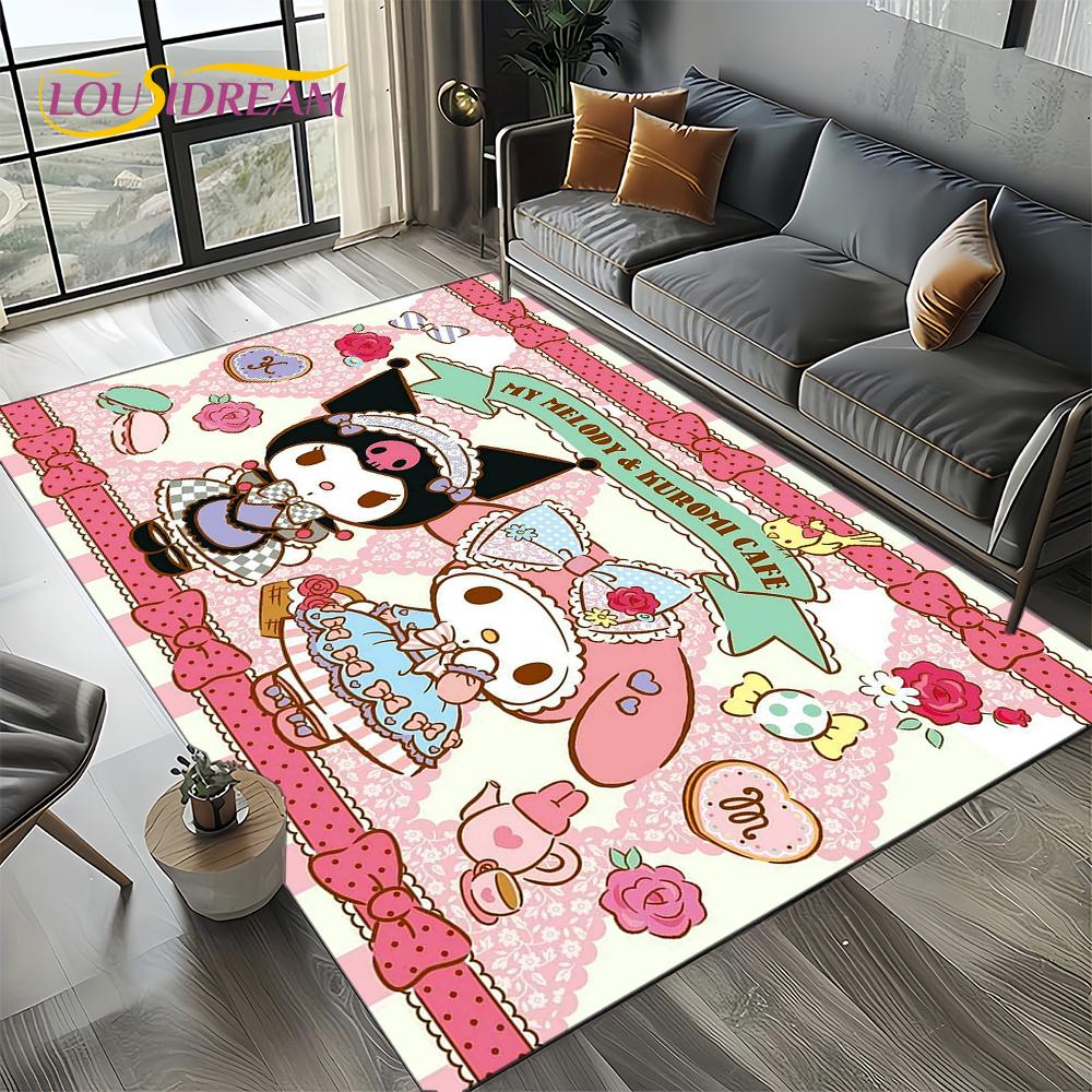 27 Style Cute Kuromi Cartoon Sanrio Carpet Rug for Bedroom Living Room Home Sofa Decoration,kids Large Decor Floor Mat Gift Girl