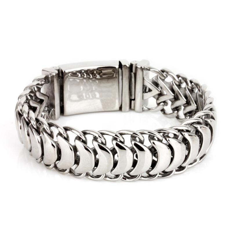 

22MM Heavy Punk Black V Shape Biker Bracelet Jewelry Men Women Hiphop Stainless Steel Bike Curb Cuban Bangle Boys Friend Gifts 21cm