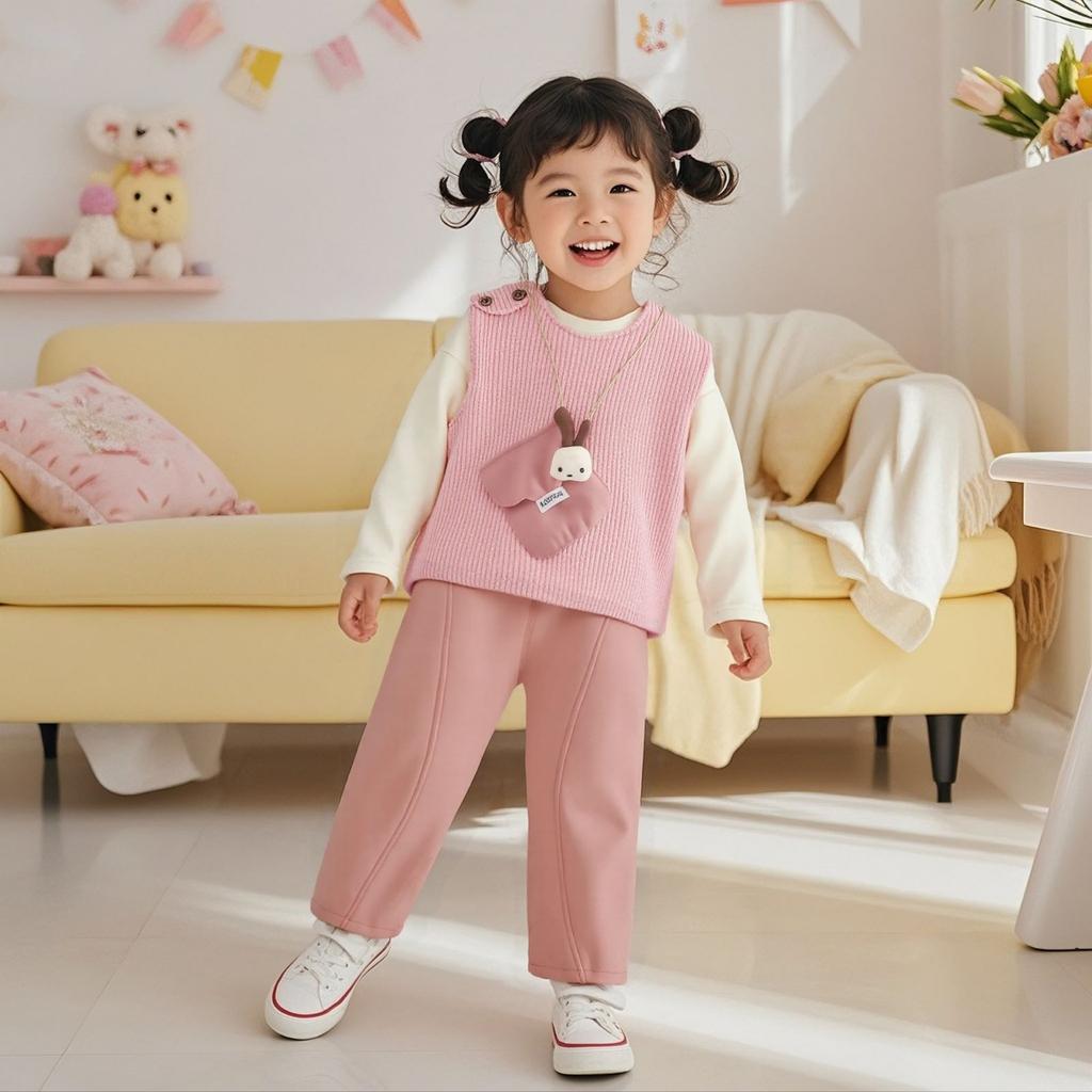 Kids Casual Long-Sleeve Set, Comfortable Daily Wear Outfits