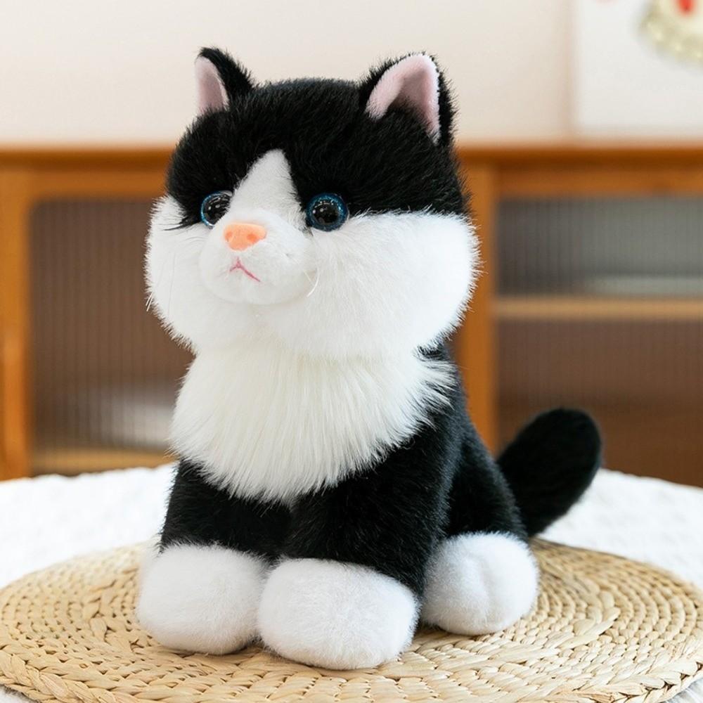 Soft Plush Fluffy Plush Cat Toy Cotton Simulated Cat Plushie  Home Decoration