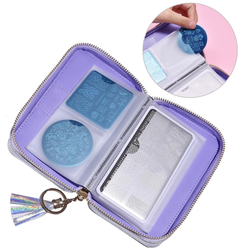 BEAUTYBIGBANG Stamping Plate Storage Bag Cases Multi-function Thicken Traveller Nail art Stamp Bag Organizer Removable Pockets