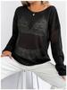 Cross-Border Casual Loose Knit Hollow Sweater: Women's Lightweight Bell Sleeve, Round Neck, Solid Color