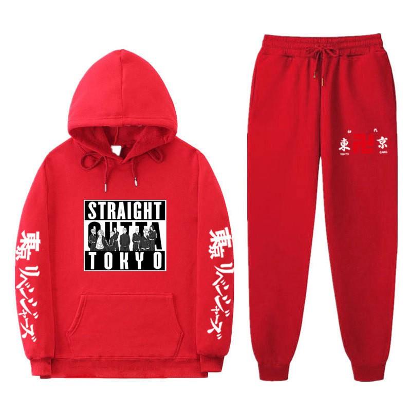 Mens Streetwear Hooded Sweatshirt Set Loose Fit Winter Warm Fleece Lined Casual Tracksuit