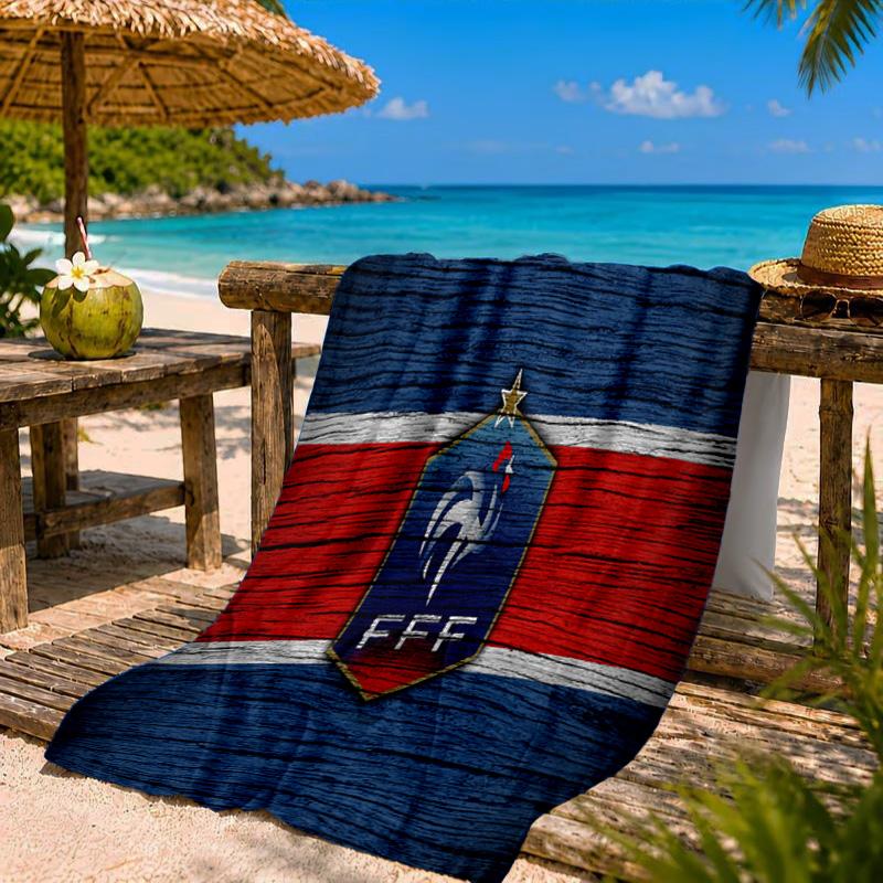 France Football Emblem Beach Towel Microfiber Beach Towel, Lightweight and Quick-Dry, for Summer Travel, Swimming Pool Fan Birthday Gift
