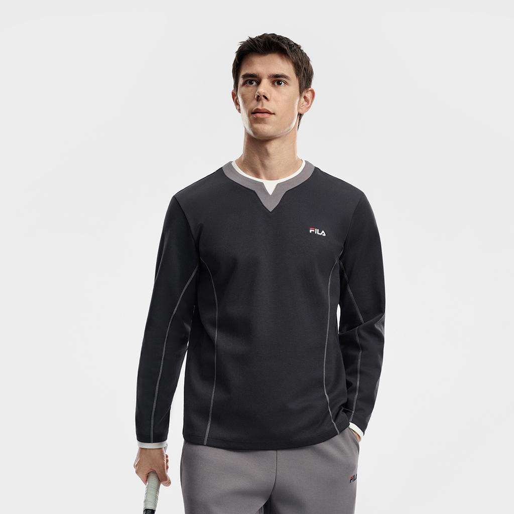 FILA Tennis Minimalist Classic Sports Tennis Casual Loose Comfortable Long Sleeve T-Shirt Men tops A11M613228F-NV