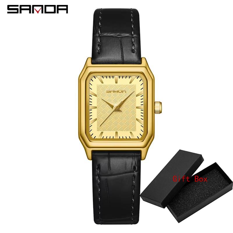 Sanda Top Brand Trendy Elegant Design Rectangle Dial Water Resistant Quartz Movement Business Women Arrival Analog Wrist Watch