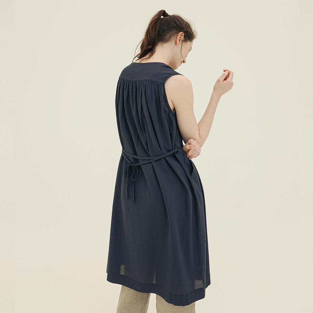 CHIQUITA Asa Sleeveless Dress + Belt Navy 250706Nv