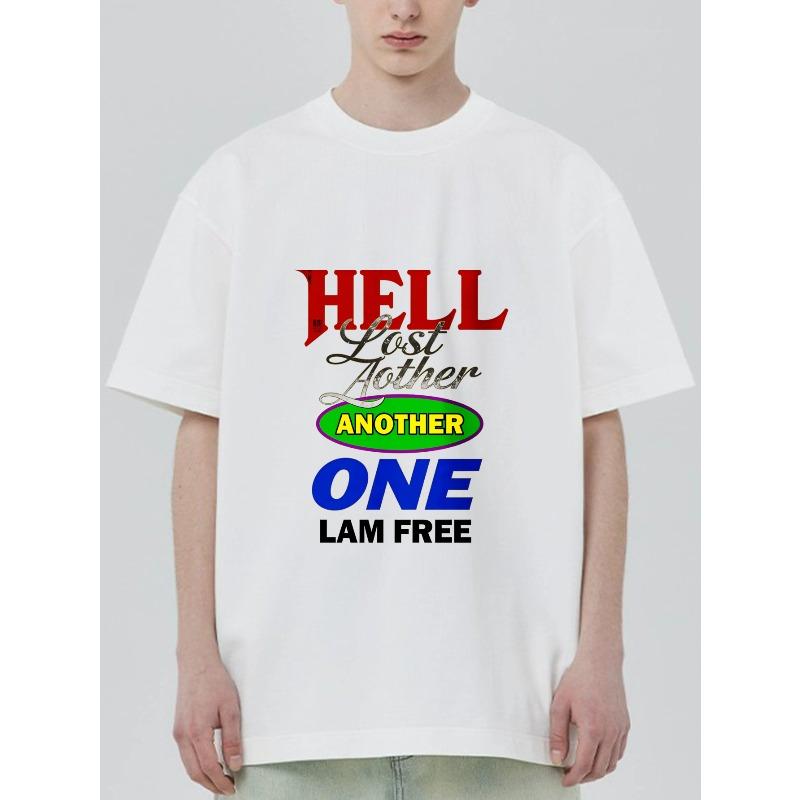

Black T-Shirt With Hell Lost Another One Lam Free Graphic Print For Casual Wear XXXXL білий