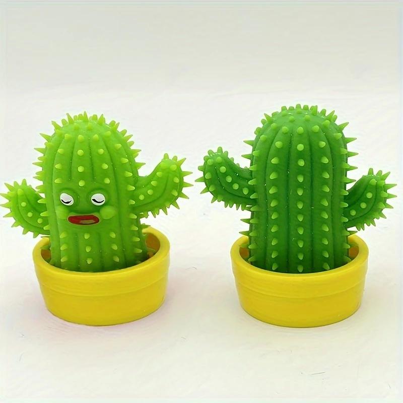 Cute silicone cactus stress relieving toy - elastic and stretchable rubber shaped figurine,suitable for birthday and party gifts