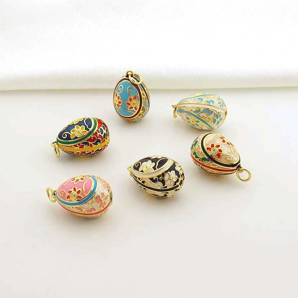 Bohemia Colorful Enamel Pendant Copper Necklace Pendant Chic Easter Egg Crystal Pendant  Ladies