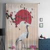 Cherry Blossom Branch And Crane Sheer Curtains For Bedroom Living Room Tulle Curtains For Kitchen Window Voile Curtains