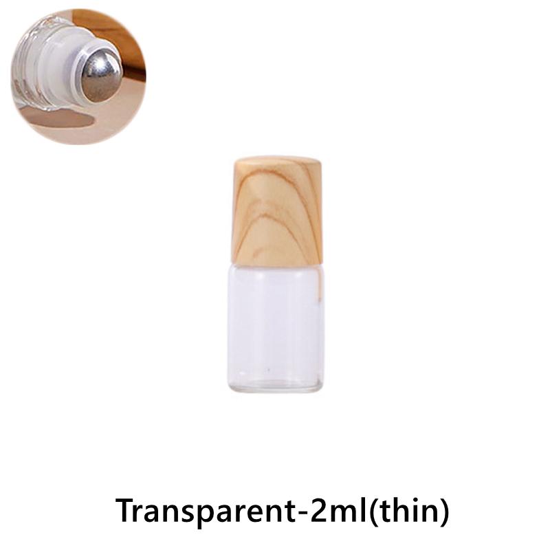 1/2/3/5/10Ml Cosmetic Container Roll On Glass Bottles For Essential Oil Empty Perfume Bottle Refillable Container With Wood Lid