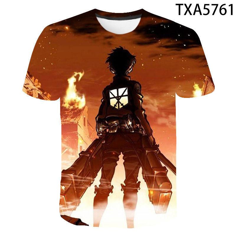 Attack on Titan 3D Pattern T-Shirt for Anime Fans, Stylish Cartoon Tops, Lightweight Polyester Casual Streetwear Clothes