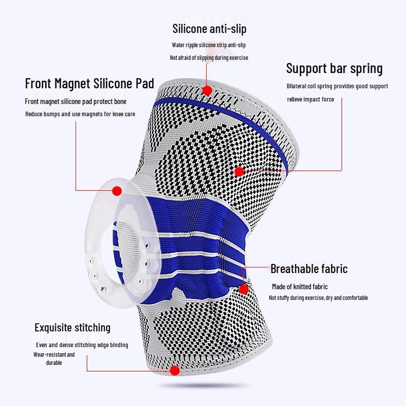 Magnetic Silicone Anti-Slip Knee Support Pads for Fitness and Sports