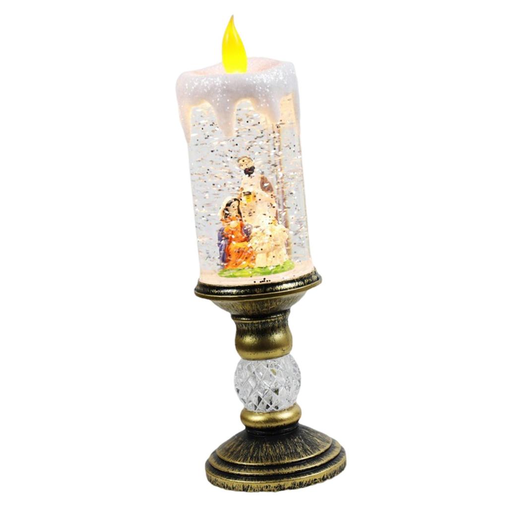 Christmas Music Box Candle Holder and Candle Shaped Night Light for Office Birthday Bedroom Table Centerpiece Party Accessories