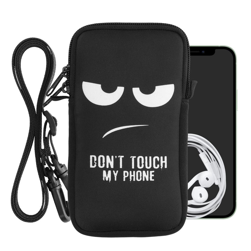 kwmobile Smartphone Shoulder Bag XL Fits Neoprene Neck Strap Protective Case with Touch My Design - 6.7/6.8" - "Don't Phone"