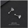 Sun-Inspired Zircon Cartilage Stud Earrings - Stainless Steel Four-Prong Set with Disc Design