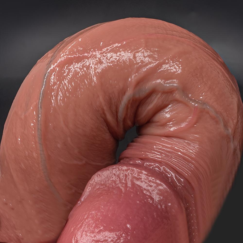 Extra großer langer Penis, Flüssigsilikon in medizinischer Qualität, langlebiges manuelles Sexspielzeug mit starkem Saugnapf, konzipiert für die Vaginalmassage und männliche Homosexualität
