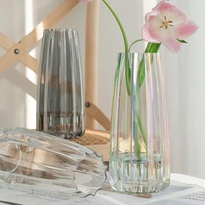 Modern Simple Vertical Glass Vase for Hydroponic Flowers Colorful Creative Vase Home Table Decoration Gift for Greenhouse