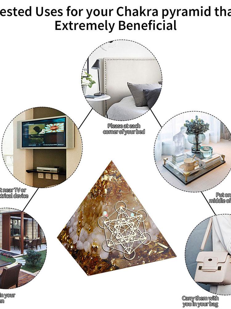 Natural Stone Crystal Orgonite Pyramid Reiki Chakra Healing Gemstone Tower Bedroom School Office Decorations Gifts