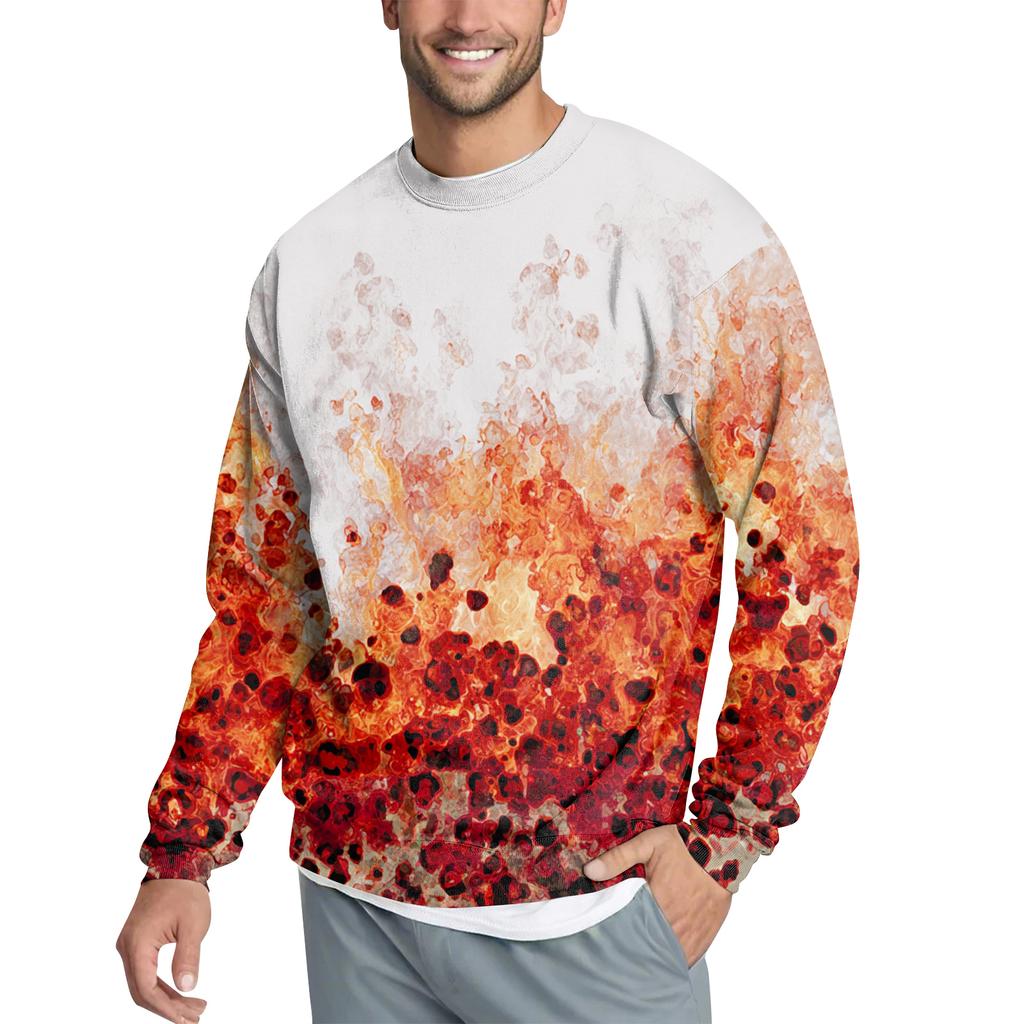 Men's Casual Fashion Printed Round Neck Pullover Sweatshirt