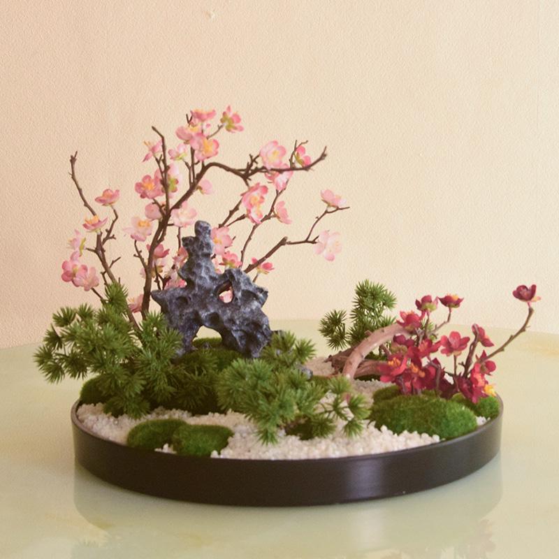 Large Round Table Turntable Centerpiece for Hotel Dining and Private Room Decor - Artificial Flower Art Landscape