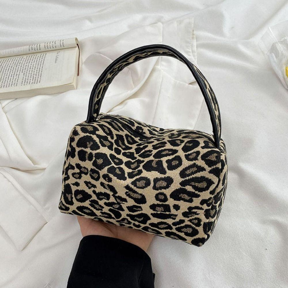 Skincare Organizer Leopard Makeup Bag Zipper Make Up Pouch Bag Fashion Canvas Pillow Bag Ladies