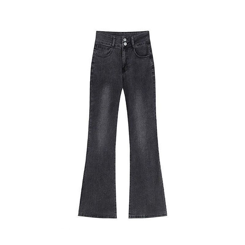 mm Smoky Gray High Waist Loose Straight-leg Micro-Pull Denim