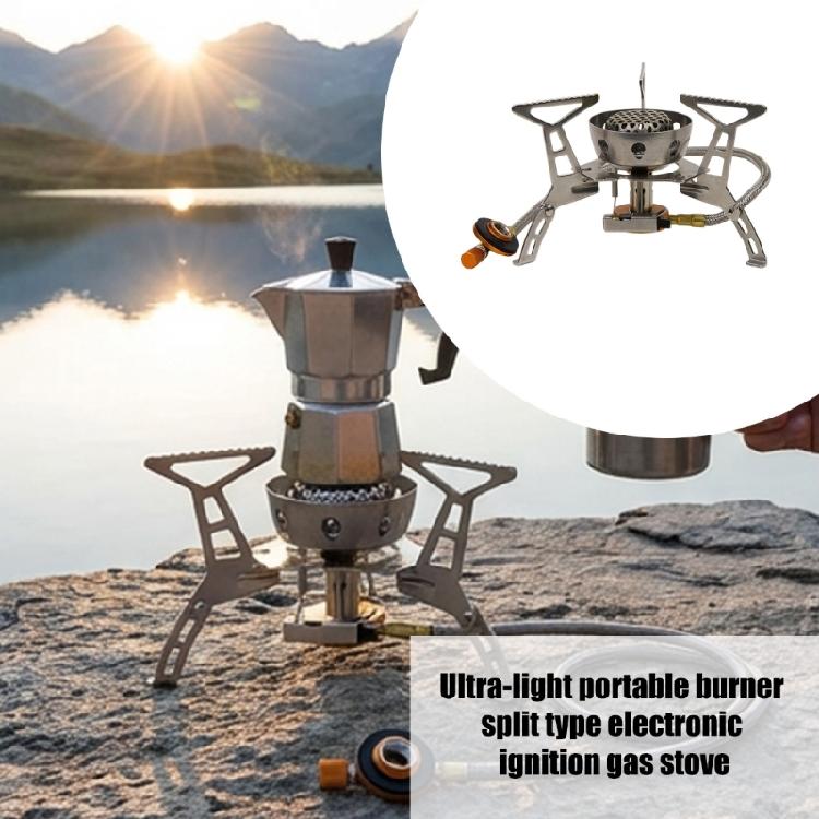 Effizienter Outdoor-Gasherd Rostfrei Edelstahl Wanderkocher Elektronische Zündung Geeignet für Verschiedene Kochgeschirre