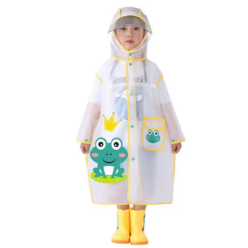 Children's Raincoat with Large Brim for Boys and Girls, with Backpack Space, Kids' Raincoat for Outdoor Hiking, Student School Poncho