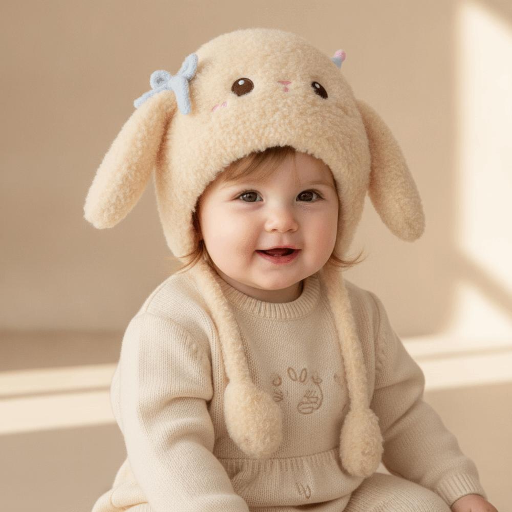Windproof Toddler Earflap Hat Thermal Cartoon Fluffy Caps Plush Kids Beanie Cold Outdoor