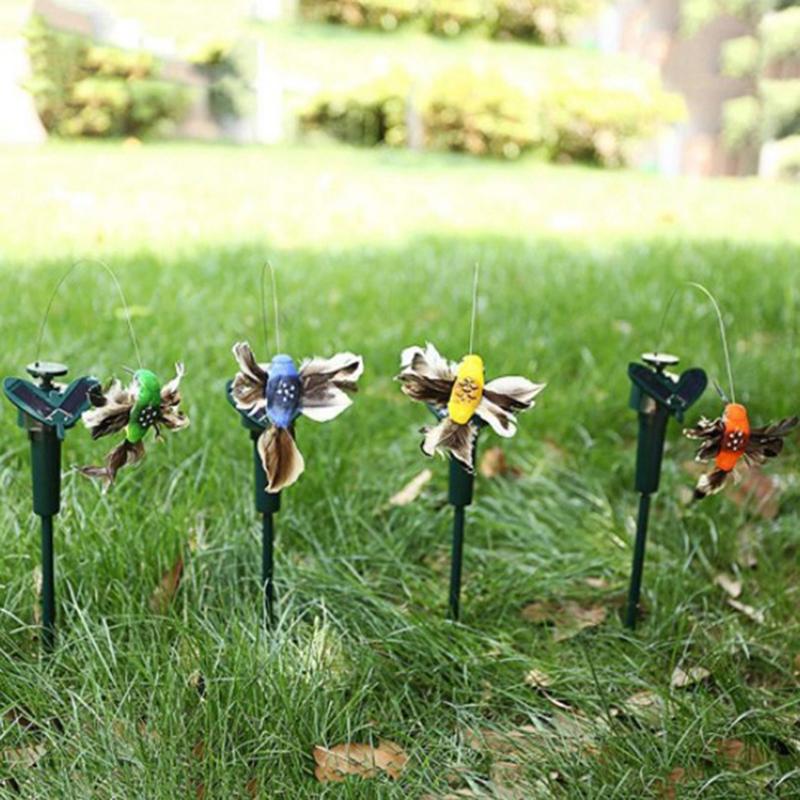 Garden Decoration Solar Powered Dancing Fluttering Butterflies Flying Humming Bird Garden Outdoor Home Decoration Farmland