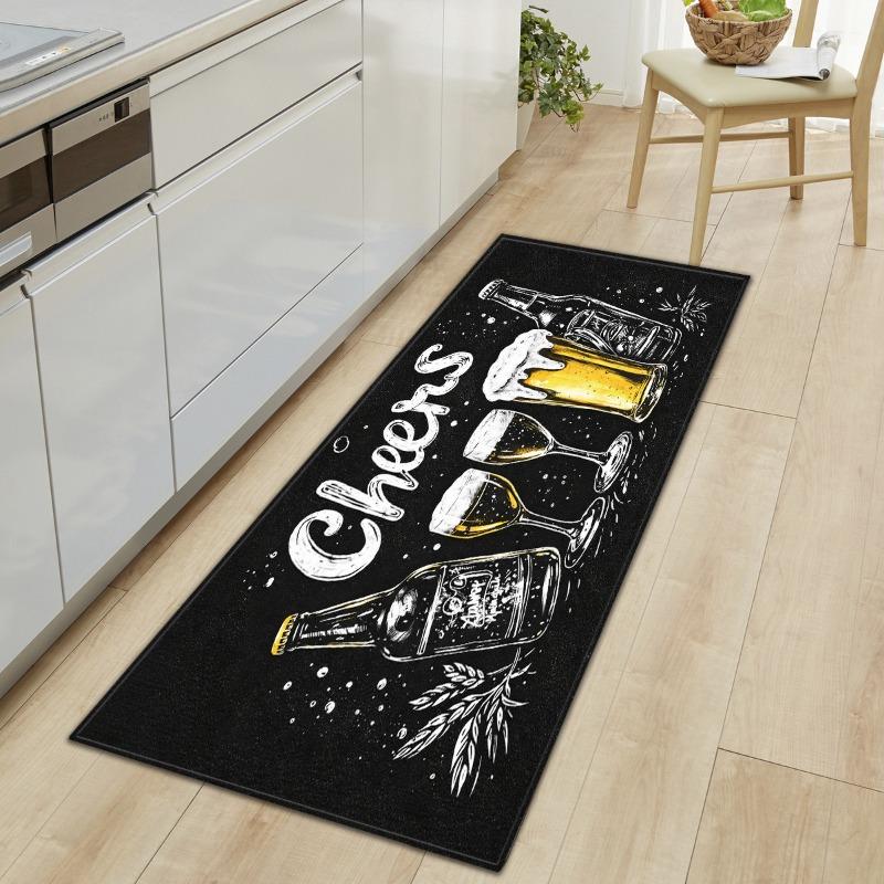 Long Kitchen Mat Vintage Coffee Theme Pattern Anti Slip Floor Mat Soft Wear Resistant Suitable for Kitchen Decor