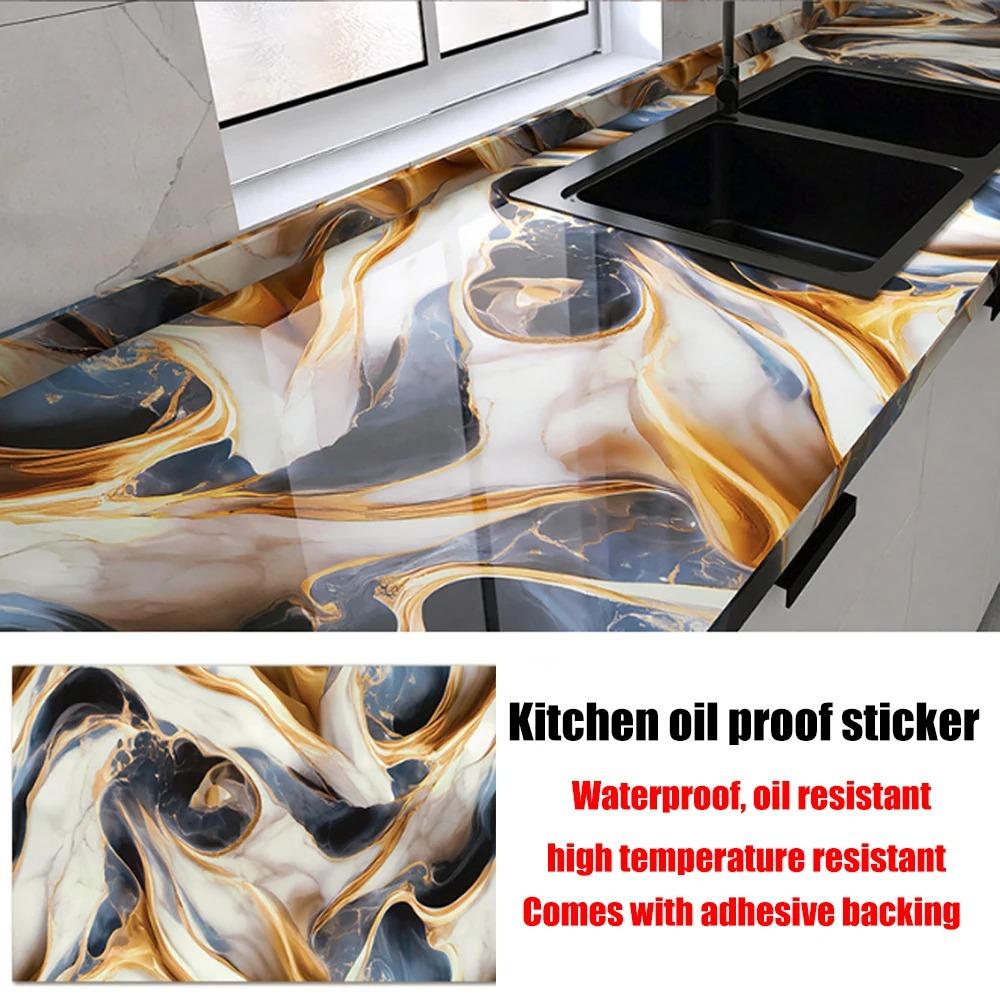 40cm Marble Pattern Kitchen Wall Stickers Self-Adhesive Oil-Proof Stain-Resistant Livingroom Resistant Home Decorative Wallpaper