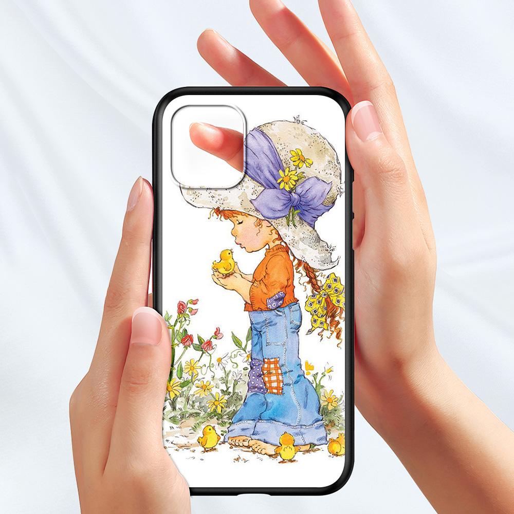 Etui na telefon komórkowy dla iPhone 14 12 Mini 11 Pro X Xs Max Xr 8 7 6 6s Plus Czarne TPU Fundas Silikonowe Capa Wzór Sarah Kay