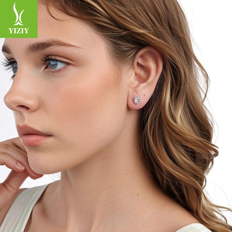 Simple Coffee Bean Stud Earrings For Women, Metallic Personality Versatile S925 Sterling Silver Earrings