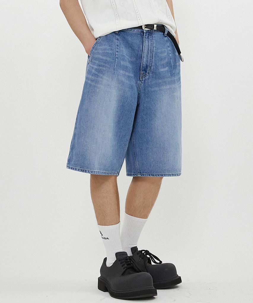 Odeoakaibeu Dart Bermuda Denim Half Pants Summer Blue