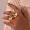 Anillo Abierto de Perla para Mujer, Anillos para Nudillos Impermeables Chapados en Oro, Accesorios para Dedos de Acero Inoxidable tipo Brazalete
