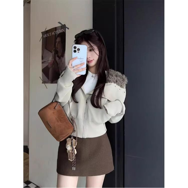 2025 Retro Plush Collar Patchwork Women s Winter Jacket - Warm, Cool, and Versatile Workwear Top S